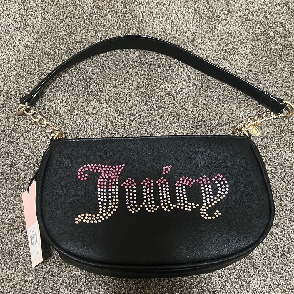Juicy Couture Black Shoulder Bag with Pink Accents